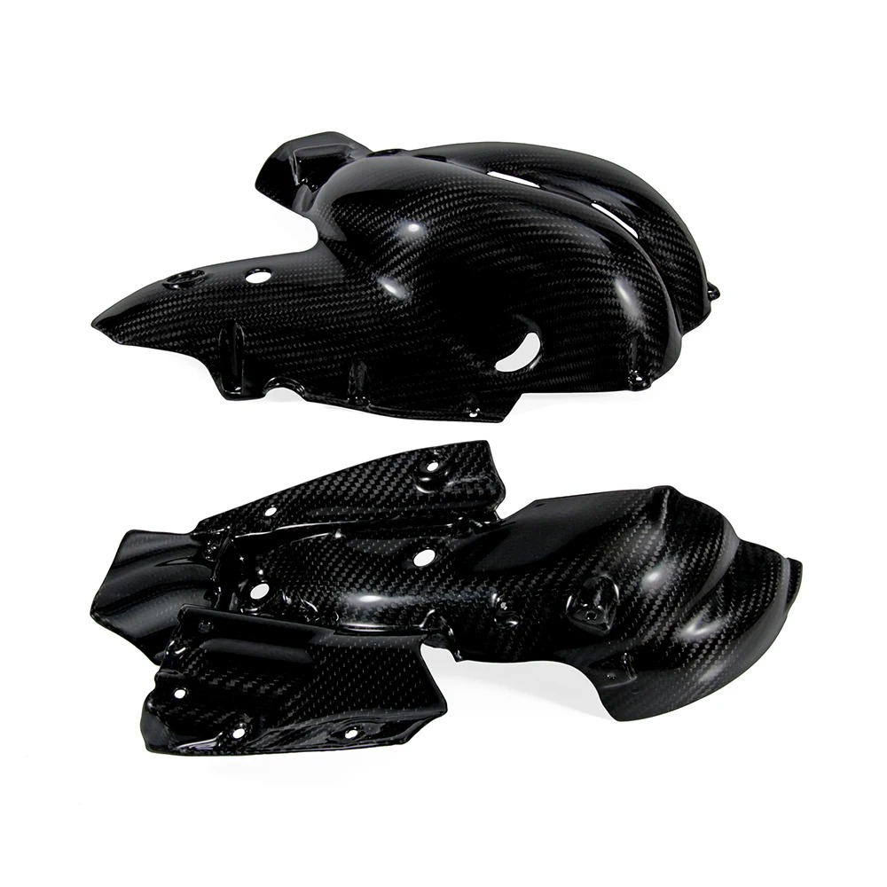Motorcycle 100% Full Carbon Fiber Exhaust Cover Heat Shield Fairing for Panigale V4 Glassy Black